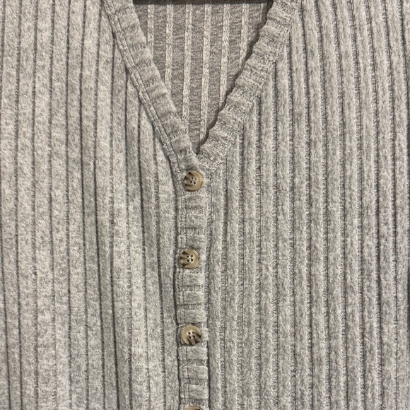 FRYE Gray Ribbed Button-Down Duster - Picture 2 of 5